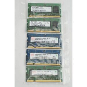 Elpida Hynix 1GB PC2-6400S DDR2 Laptop RAM 5pc Lot SODIMM 800MHz EUC